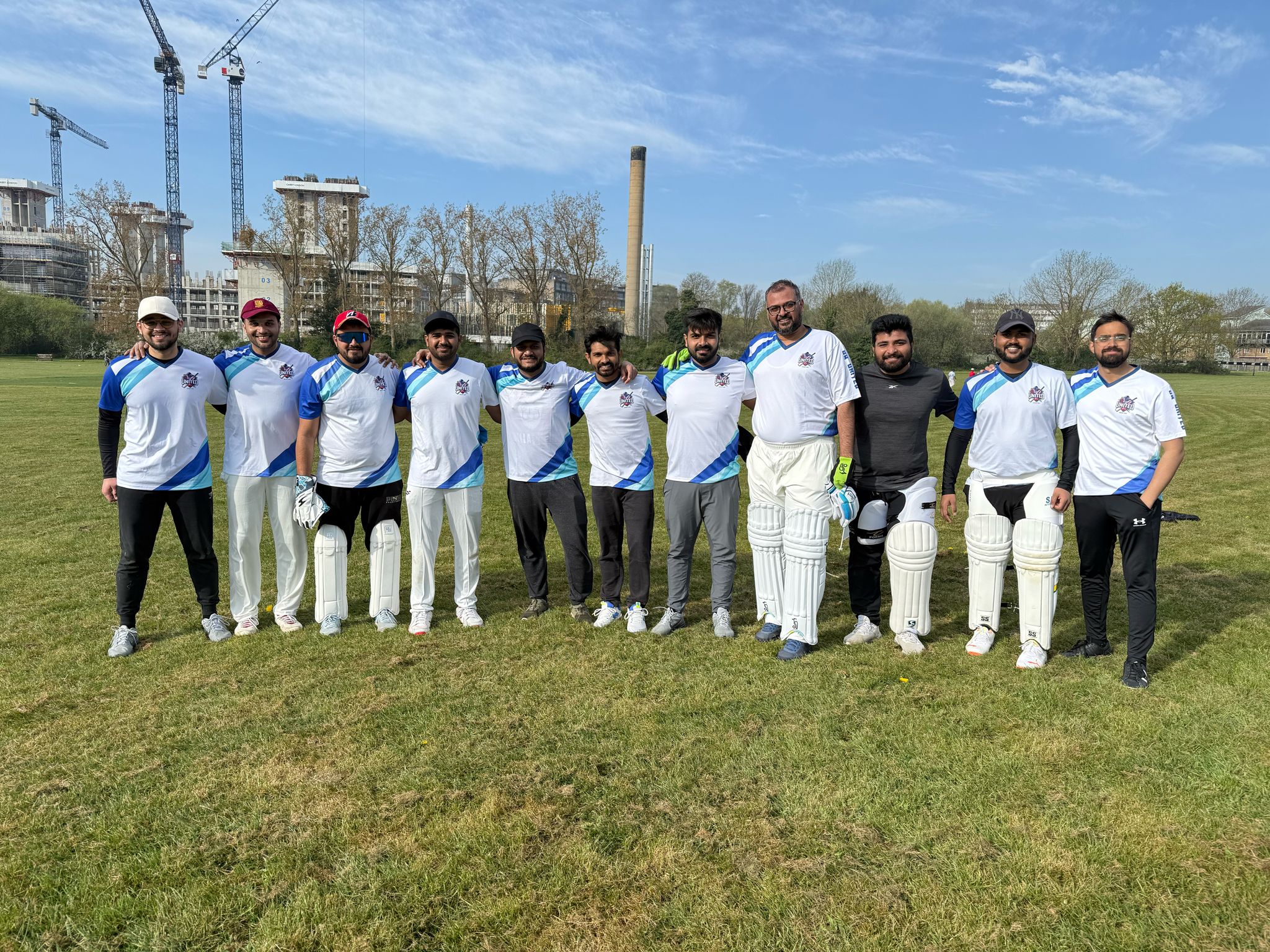 Cricket players in action